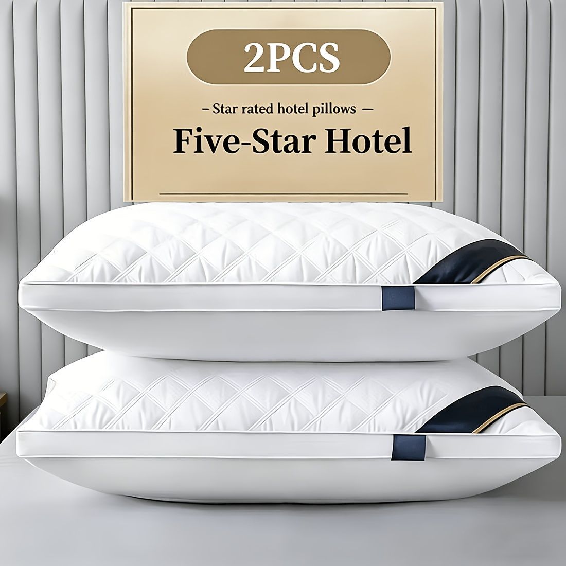 Luxury Pillow Quilted Pillow High-Quality Pillow Comfortable Pillow Bedding - White - Size 600g low pillow