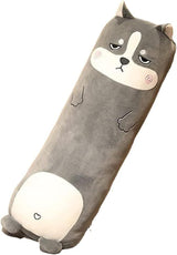 Long-Shaped Pillow Plush Pillow Hugging Pillow Soft Pillow Sleeping Pillow Gift - Gray - Size 27in