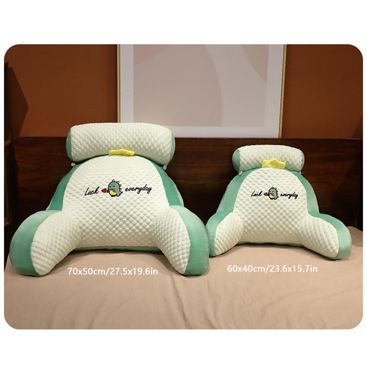 Reading Pillow for Kid Or Adult Large Back Pillow for Sitting Up in Bed Detachable Neck Roll with Arms Large Bed Rest Pillow Back Pillow for Sitting in Bed Watching TV Reading - Gray - Size 60*40CM