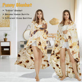 Burritos Tortilla Throw Blanket (Brown), Novelty Funny Round Blanket for Kids & Adults, Soft Flannel Tortilla Wrap Blanket（60",Teenagers）