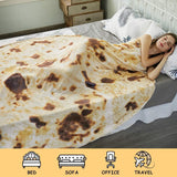 Burritos Tortilla Throw Blanket (Brown), Novelty Funny Round Blanket for Kids & Adults, Soft Flannel Tortilla Wrap Blanket（60",Teenagers）