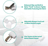 4-Pack Adjustable Bed Sheet Fasteners with Triangle 3-Clamp Design, White Elastic Bands & Nickel-Plated Clips—Secures Fitted Sheets, Sofa Covers, Car Seat Covers, and Tablecloths—Easy Install, Reusable