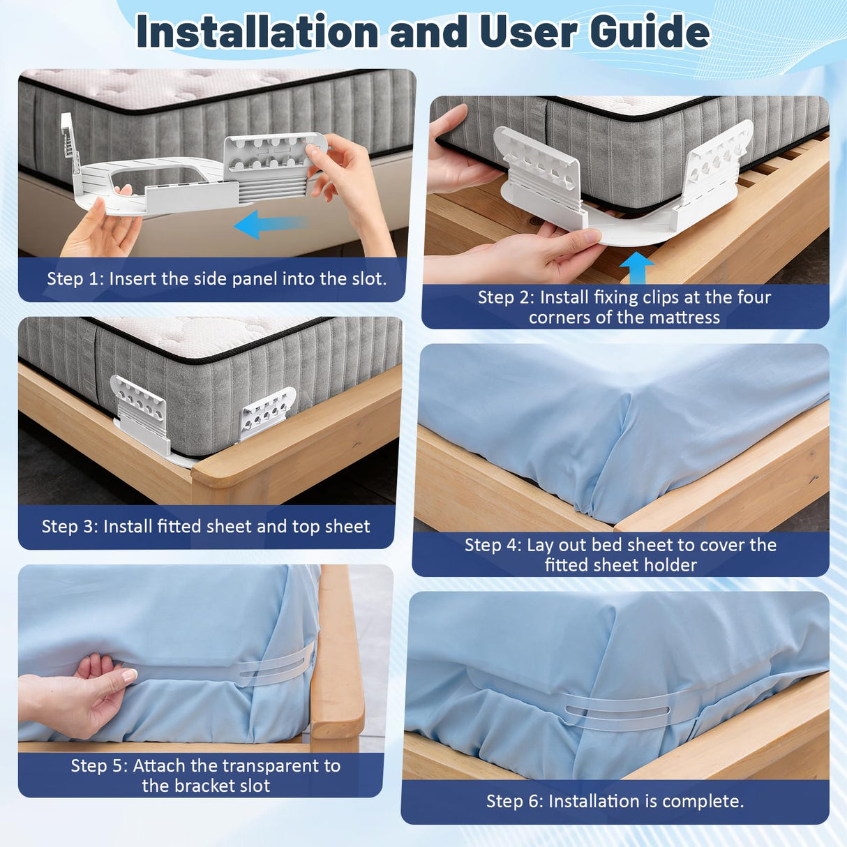 4-Piece Bed Sheet Holders Set – Adjustable No-Pin Fitted Sheet Clips for Mattress Corners, Prevents Sliding and Creasing (White)