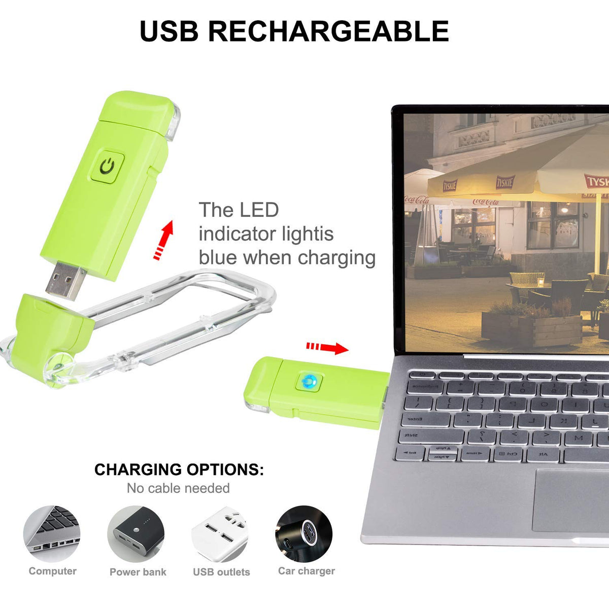 Rechargeable LED Book Light with Dimmable Warm White & Amber Modes – USB-Powered Clip-On Reading Lamp for Books, Sheet Music & Travel (Green)