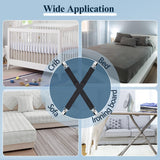 4-Pack Adjustable Bed Sheet Straps with Clips, Elastic Sheet Fasteners for Fitted Sheets, Sofa Covers, Tablecloths, Anti-Slip Grippers for Crib to King Size Beds (Black)