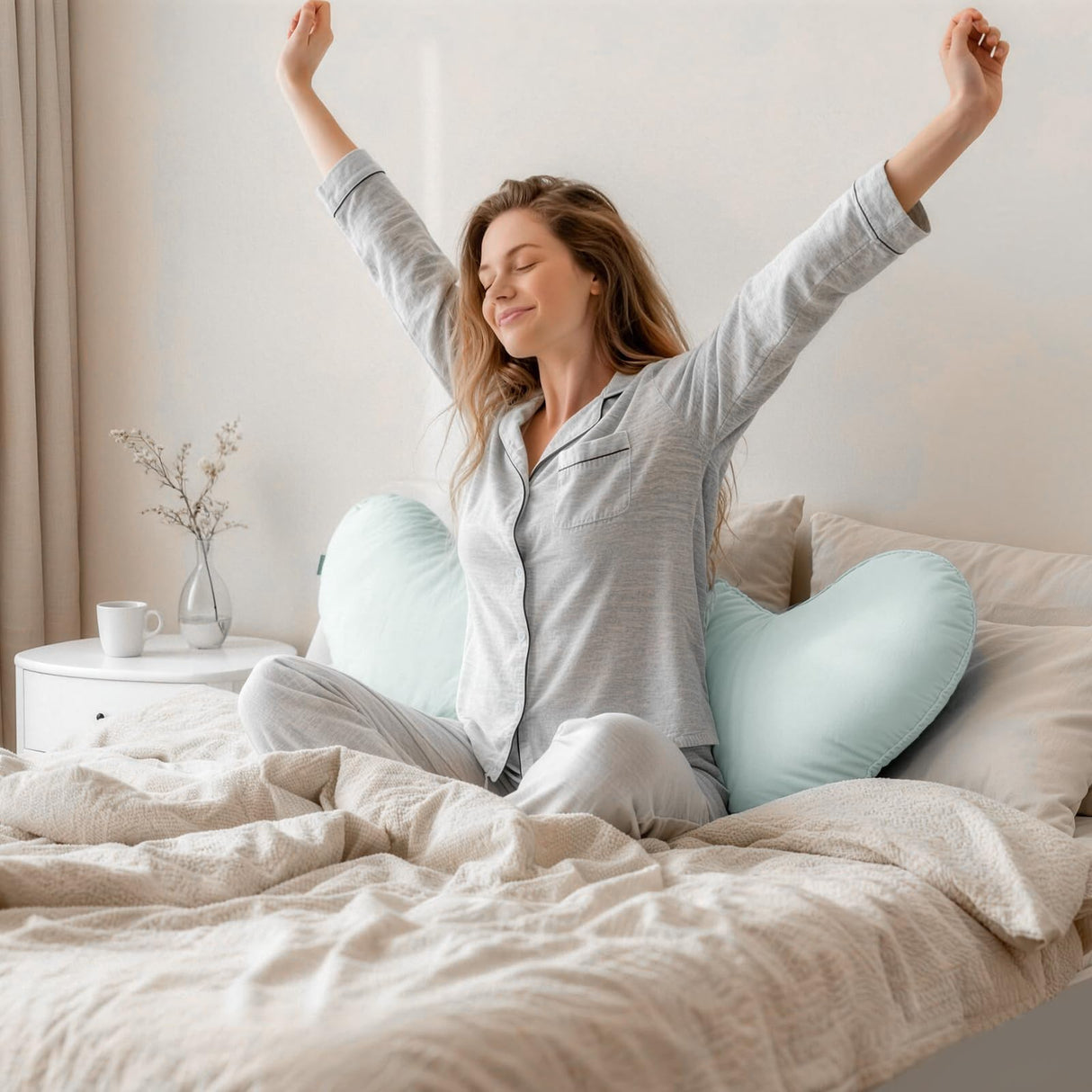 Pea Pod Shape Body Pillow for Adults – Full-Body Support Side Sleeper Pillow, Pregnancy & Back Pain Relief, Soft Hug Pillow with Memory Fiber Filling (Light Blue)