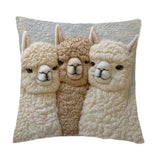 Cute Alpaca Throw Pillow Cover Set of 2 – Soft Faux Fur Decorative Cushion Case for Sofa, Bed, Car – Cozy Home Accent (Gray)