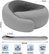 Travel Pillows for Airplanes,Memory Foam Neck Pillow for Traveling,Smooth & Cooling Fabric Plane Pillow for Long Flight,Ideal for Travels,Airplanes,Offices,Cars (Gray, Standard-Broad Fit)