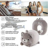Children's Travel Pillow 2 in 1 Convertible Neck Pillow for Kids Airplane Car Travel