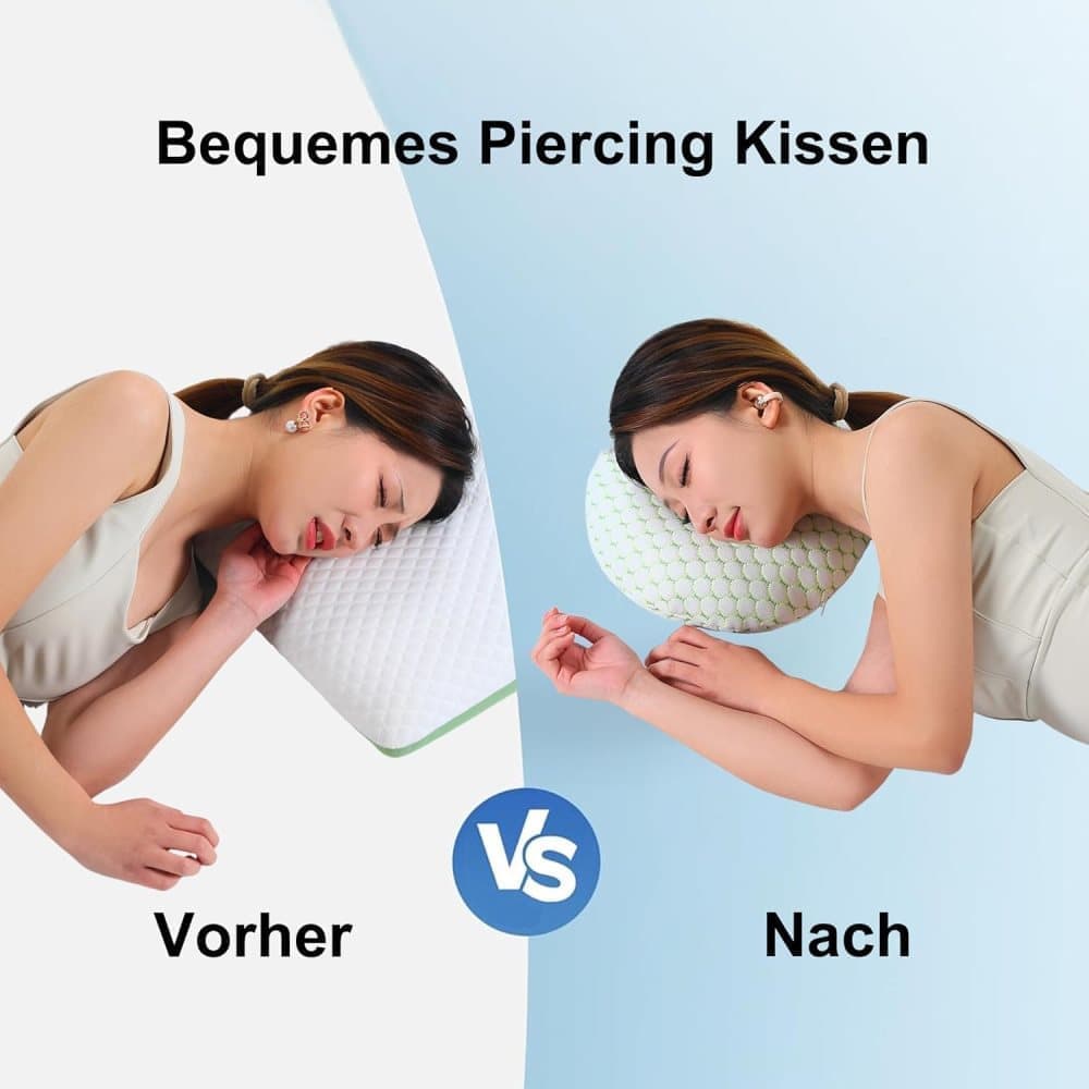 1 Orthopedic Pillow with Ear Holes for Side Sleeping, Super Microfiber Bamboo Fiber, Green