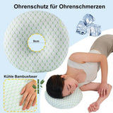 Orthopedic Pillow with Ear Holes for Side Sleeping, Super Microfiber Bamboo Fiber Perforated Pillow, Comfortable and Ear-Friendly, Gold