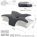 Ice Silk Butterfly-Shaped Memory Foam Pillow | Ergonomic, Orthopedic, Sleep-Aiding, Suitable for Three Sleeping Positions (23.62*15.75*5.12 inch，Dark gray)