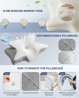 Ice Silk Butterfly-Shaped Memory Foam Pillow | Ergonomic, Orthopedic, Sleep-Aiding, Suitable for Three Sleeping Positions (23.62*15.75*5.12 inch，Light gray)