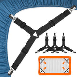Bed Sheet Tensioners - 4 Pieces - Duvet Sheet Tensioner Clips - Duvet Clamps - Duvet Cover Tensioners - Sheet Clips - Adjustable - Sheet Suspenders - Fitted Sheet Clamps - Bed Sheet Clips - Say Goodbye to Messy Sheets - Won't Shift - Black