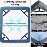 Bed Sheet Tensioners - 4 Pieces - Duvet Sheet Tensioner Clips - Duvet Clamps - Duvet Cover Tensioners - Sheet Clips - Adjustable - Sheet Suspenders - Fitted Sheet Clamps - Bed Sheet Clips - Say Goodbye to Messy Sheets - Won't Shift - Black
