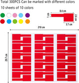 300 pieces - Self-adhesive cable label - cable label sheets - 10 sheets - of 10 colors - Cable labels - Label - Labels - Label stickers - Self-adhesive cable label stickers - Cable management - 26*84 mm