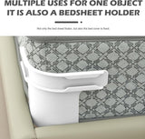4 pieces - Sheet holder - Bed sheet holder - Duvet clips - Sheet clamps - with fastening strips - removable fitted sheet corner holders - bed clips - corner holders for covers - for mattress protectors, bedding, blankets - 15*12*8.5 cm - white