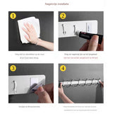 Wardrobe hooks - 6 hooks Stainless steel - Hook strip - Clothes hooks - For wall, wardrobe rail, wall wardrobe for bedroom, bathroom, kitchen - Silver - Coat hooks - 40.5 cm