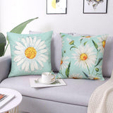 Cushion Cover Set of 4 45x45 cm Daisy Cotton Decorative Cushions Compatible with Modern Garden Living Room Bedroom Decor