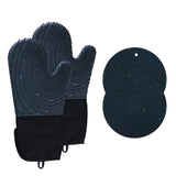 Quilted Cotton Terry Oven Mitts, Pot Holders, Kitchen Brushes, Set of 5, Heat Resistant, Silicone Handles, Shake