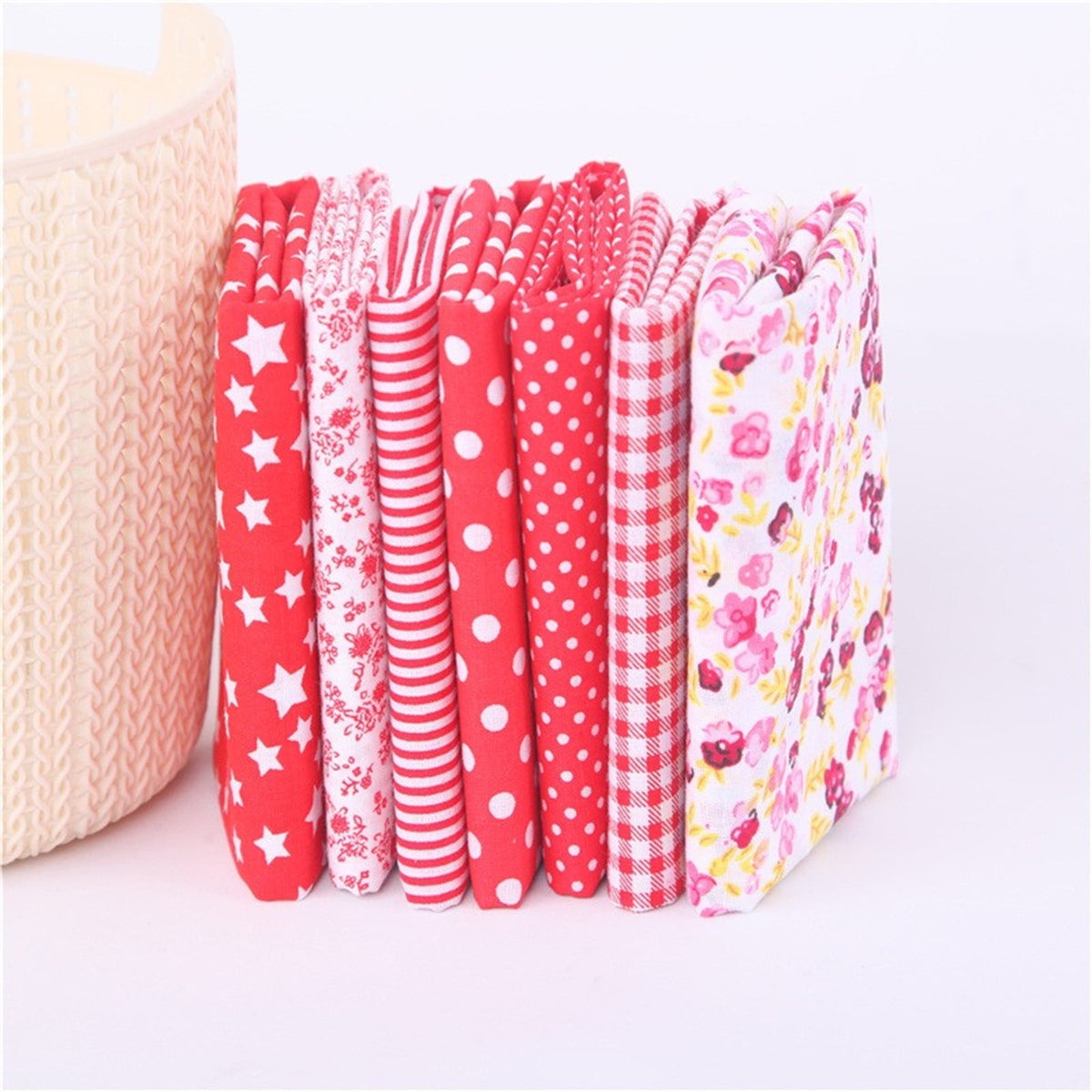 Tdoenbutw clearance Cotton Crafts Fabric Bundle Patchwork Squares Quilting Sewing Patchwork DIY 7PCS 7PC DIY Fabric fall fabric squares clearance sale Z-red1