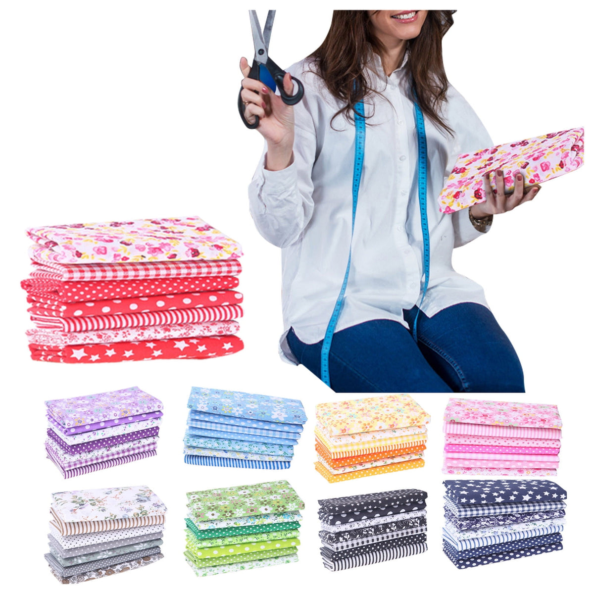Tdoenbutw clearance Cotton Crafts Fabric Bundle Patchwork Squares Quilting Sewing Patchwork DIY 7PCS 7PC DIY Fabric fall fabric squares clearance sale Z-red1