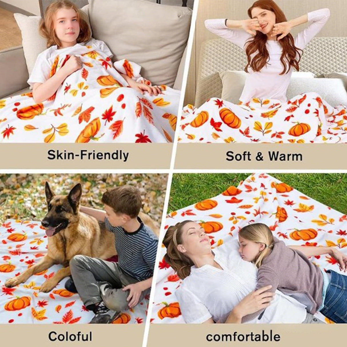 Xuniizn Fall Throw Blanket Breathable Fleece Blanket,28x39" Soft & Skin-Friendly High-Density Fall Blanket Warm, Heat-Locking, Machine-Washable, A Cozy Choice for Autumn & Winter Home Use C#Multicolor(39x51")