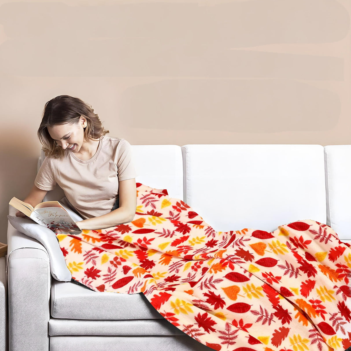 Xuniizn Fall Throw Blanket Breathable Fleece Blanket,28x39" Soft & Skin-Friendly High-Density Fall Blanket Warm, Heat-Locking, Machine-Washable, A Cozy Choice for Autumn & Winter Home Use D#Multicolor(28x39")