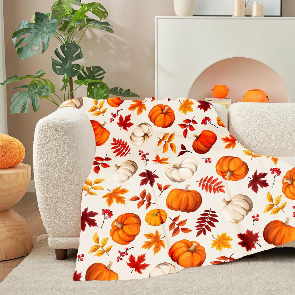 Xuniizn Fall Throw Blanket Breathable Fleece Blanket,28x39" Soft & Skin-Friendly High-Density Fall Blanket Warm, Heat-Locking, Machine-Washable, A Cozy Choice for Autumn & Winter Home Use E#Multicolor(39x30")