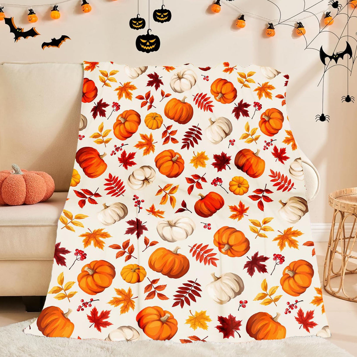 Xuniizn Fall Throw Blanket Breathable Fleece Blanket,28x39" Soft & Skin-Friendly High-Density Fall Blanket Warm, Heat-Locking, Machine-Washable, A Cozy Choice for Autumn & Winter Home Use E#Multicolor(39x30")