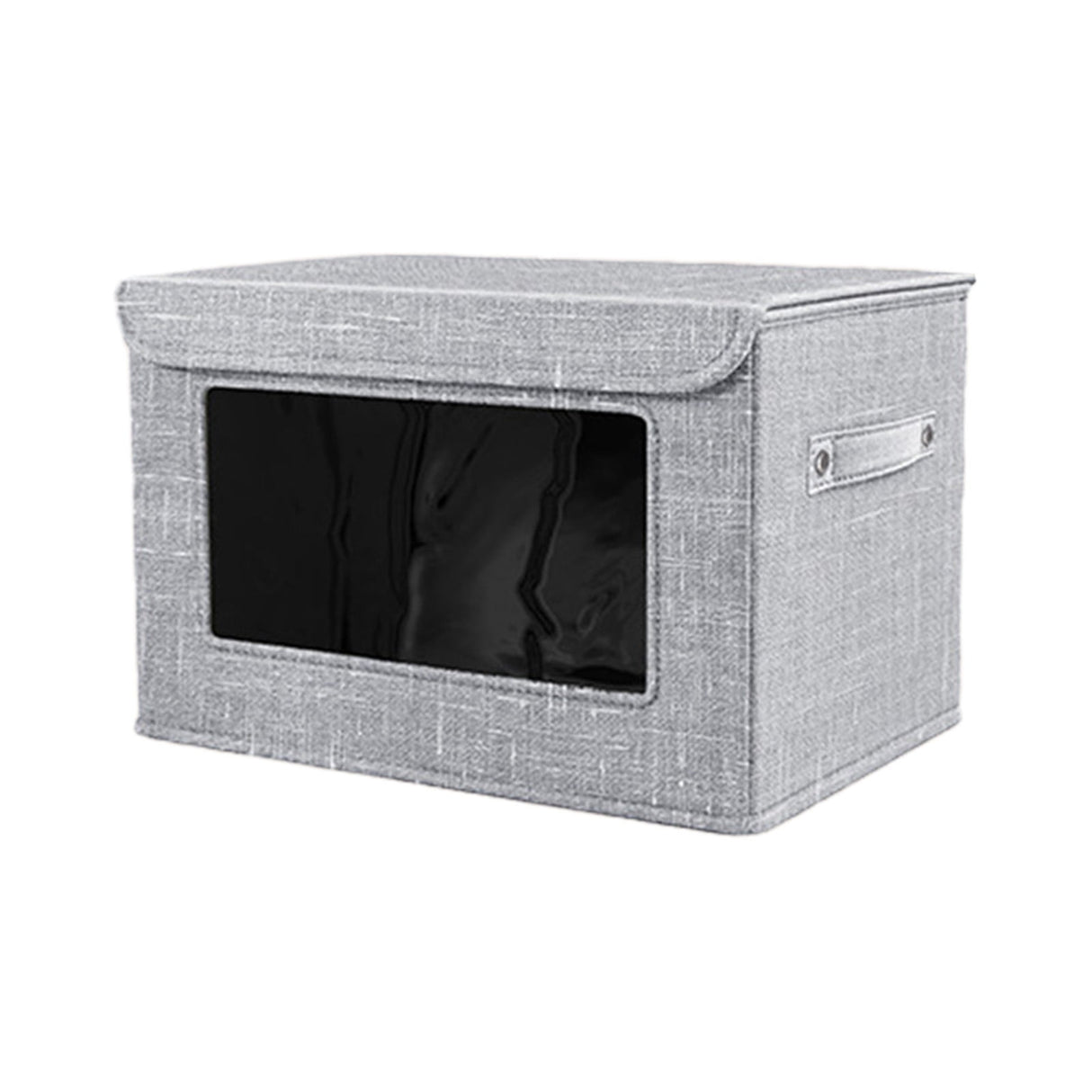Wzzjkit Clothes Storage Bins, Foldable Storage Bin for Clothes, Clothing Storage Bins with Lid, Linen Storage Box with Clear Window＆ Zippers＆ Sturdy Handles L