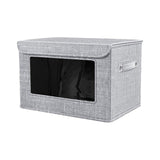 Wzzjkit Clothes Storage Bins, Foldable Storage Bin for Clothes, Clothing Storage Bins with Lid, Linen Storage Box with Clear Window＆ Zippers＆ Sturdy Handles L
