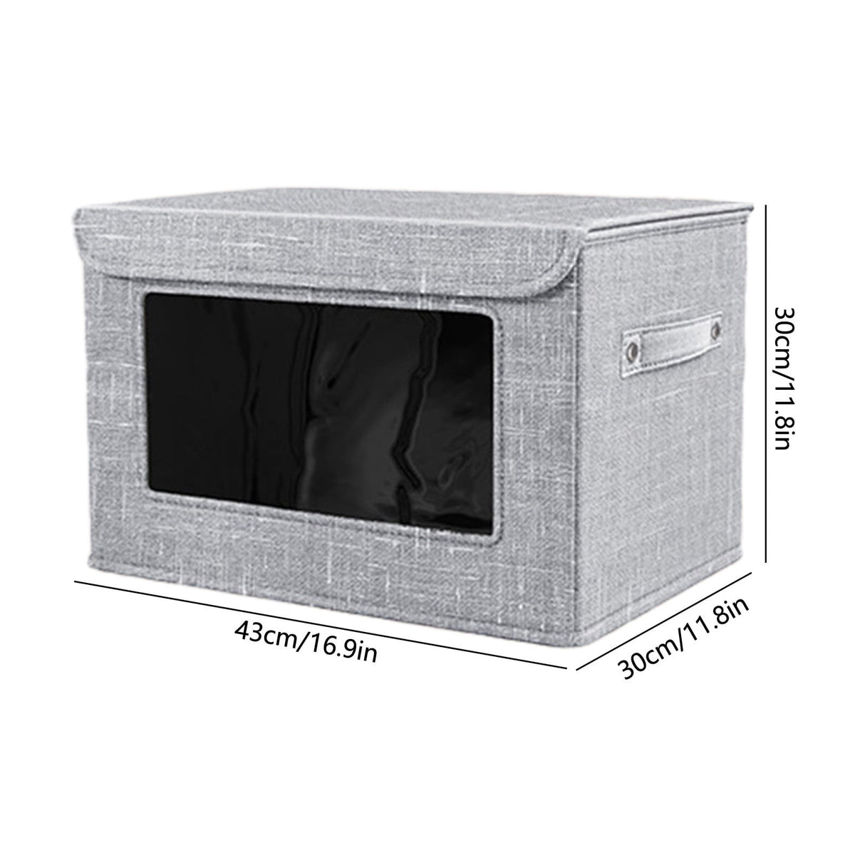 Wzzjkit Clothes Storage Bins, Foldable Storage Bin for Clothes, Clothing Storage Bins with Lid, Linen Storage Box with Clear Window＆ Zippers＆ Sturdy Handles L
