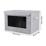 Wzzjkit Clothes Storage Bins, Foldable Storage Bin for Clothes, Clothing Storage Bins with Lid, Linen Storage Box with Clear Window＆ Zippers＆ Sturdy Handles L