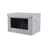 Wzzjkit Clothes Storage Bins, Foldable Storage Bin for Clothes, Clothing Storage Bins with Lid, Linen Storage Box with Clear Window＆ Zippers＆ Sturdy Handles S