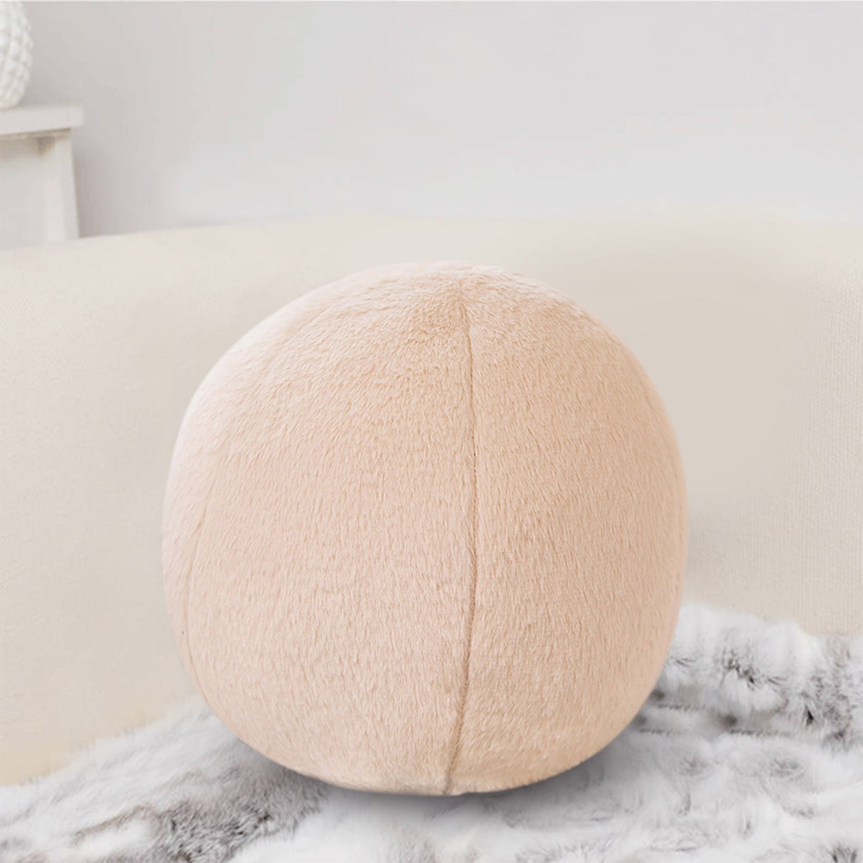11.8 inch Ball Pillow Nordic Round Throw Pillows Boucle Ball Pillow Sphere Shaped Pillow Round Decorative Pillow for Couch, Sofa, Bedroom Beige