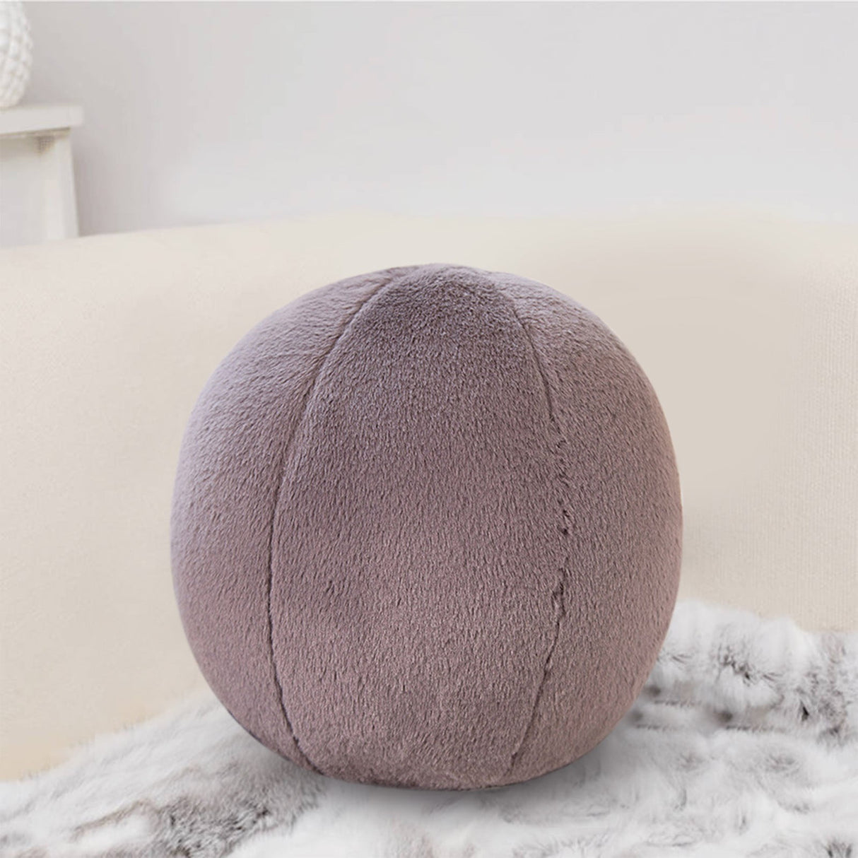 11.8 inch Ball Pillow Nordic Round Throw Pillows Boucle Ball Pillow Sphere Shaped Pillow Round Decorative Pillow for Couch, Sofa, Bedroom Brown