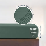 King Size Fitted Sheet, 100% Egyptian Cotton, Deep Pocket Premium Cotton Mattress Sheet,Double Bed Fitted Sheet Piece Non-Slip Fixed Bed Cover All-Inclusive Mattress Protection Bed Cover Green