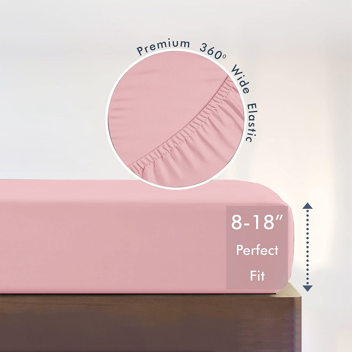 King Size Fitted Sheet, 100% Egyptian Cotton, Deep Pocket Premium Cotton Mattress Sheet,Double Bed Fitted Sheet Piece Non-Slip Fixed Bed Cover All-Inclusive Mattress Protection Bed Cover Pink
