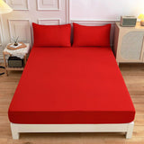 King Size Fitted Sheet, 100% Egyptian Cotton, Deep Pocket Premium Cotton Mattress Sheet,Double Bed Fitted Sheet Piece Non-Slip Fixed Bed Cover All-Inclusive Mattress Protection Bed Cover Red