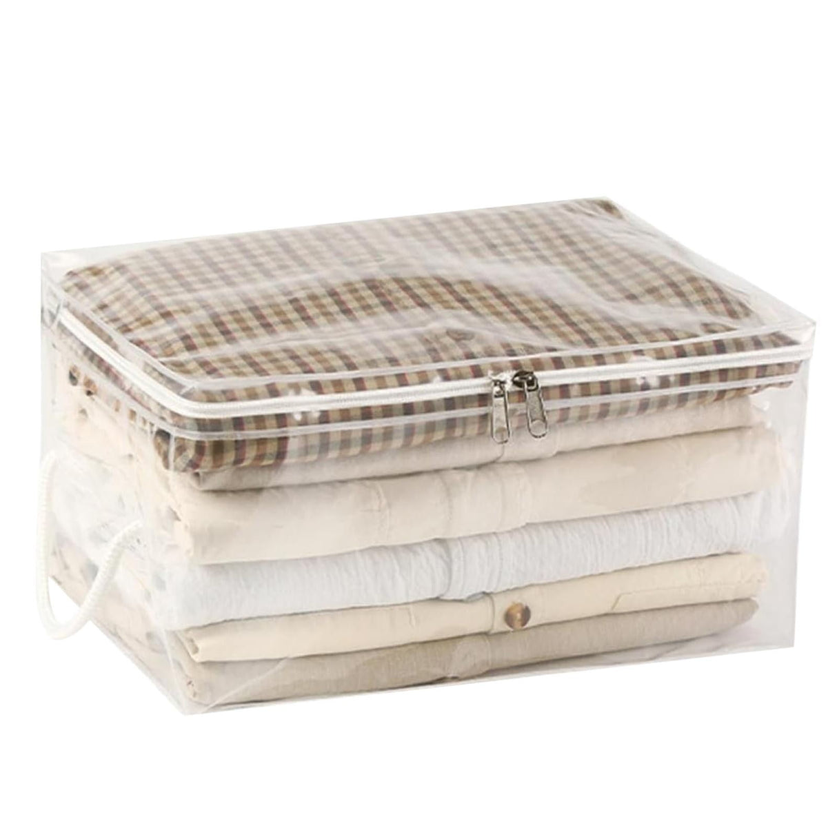 Transparent Zipper Clothing Storage Bag - Heavy-Duty Organizer for Blankets, Linen, Bed Sheets, Clothes & Pillows | Space-Saving Compression Bag Storage for Closet(11.81"DX9.05"WX5.9"H) 16.14"DX11.81"WX7.87"H
