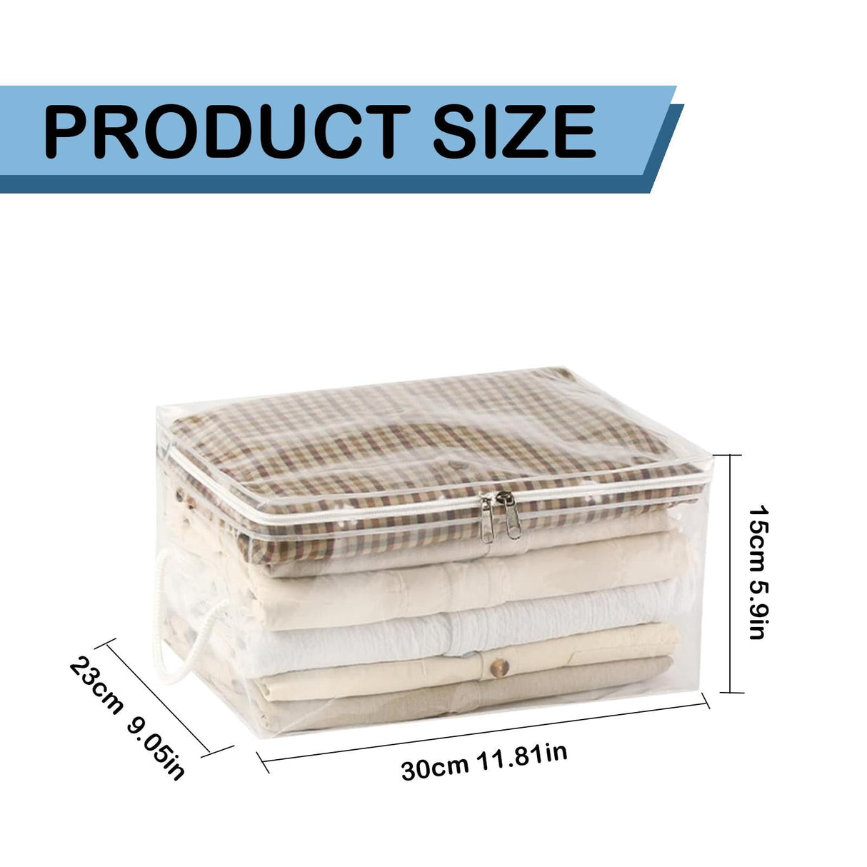 Transparent Zipper Clothing Storage Bag - Heavy-Duty Organizer for Blankets, Linen, Bed Sheets, Clothes & Pillows | Space-Saving Compression Bag Storage for Closet(11.81"DX9.05"WX5.9"H) 16.14"DX11.81"WX7.87"H