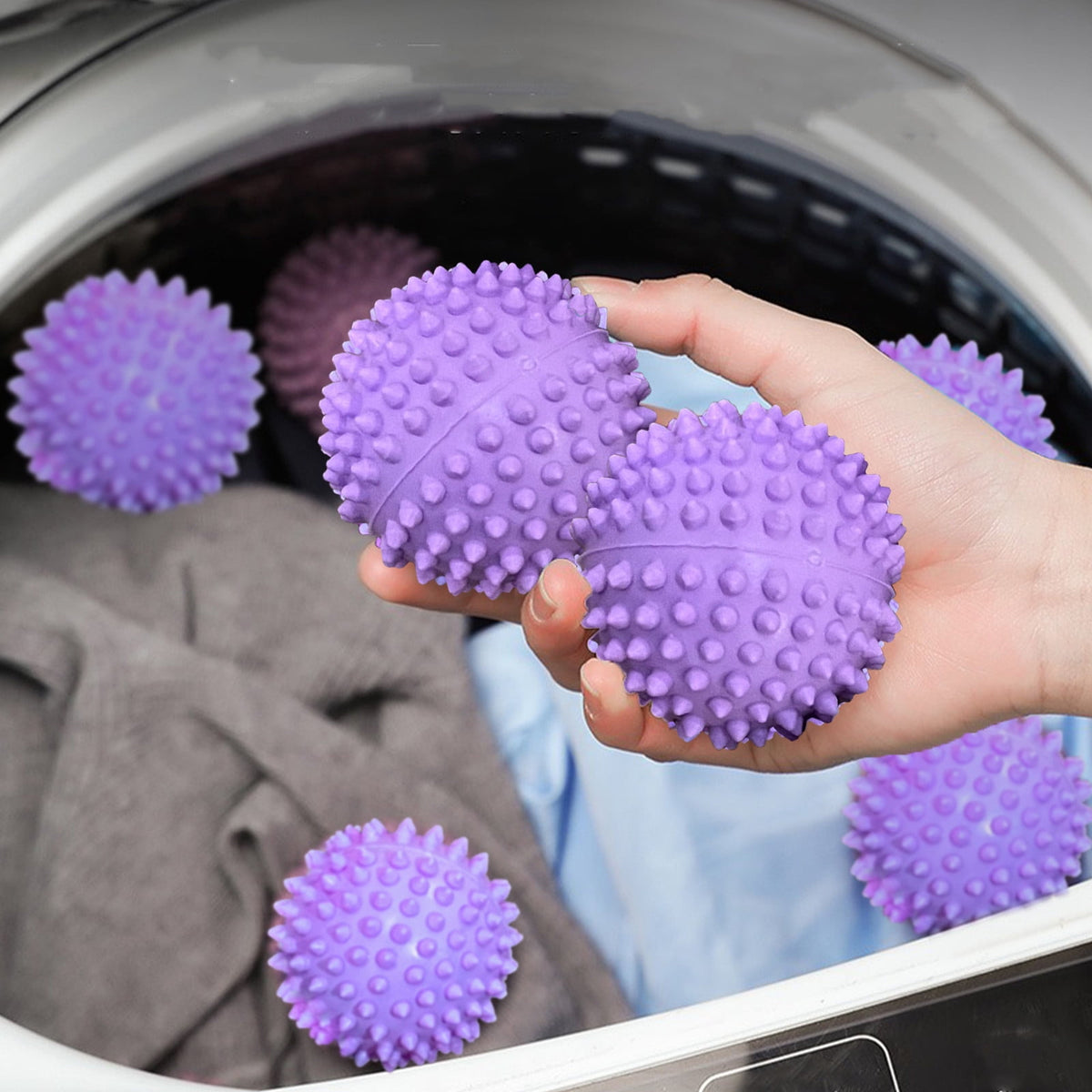 Reusable Dryer Balls for Laundry,Anti Static Drying Balls Reduce Wrinkles,Set of 6 in Royal Blue Light Pink Purple,Gentle on Fabrics and Clothes Royal Blue Light Pink Purple