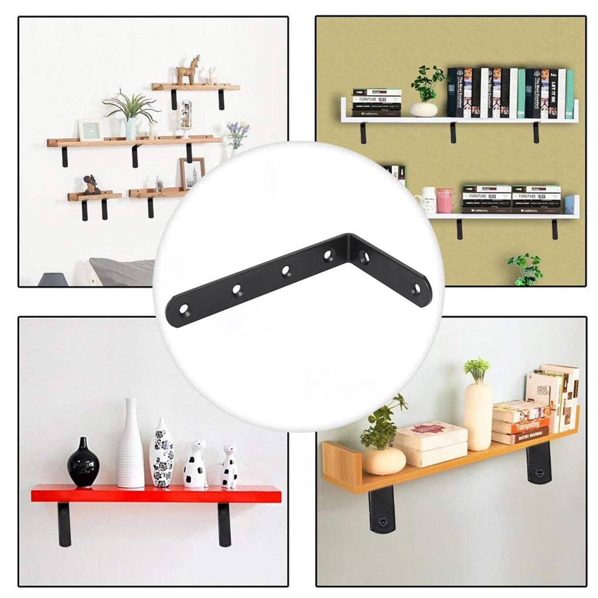 1 Pack L Corner Brackets Heavy Duty Black Metal Right Angle Braces for Wood Shelves Furniture Bedframe Cabinet Drawer Chair, 4.92" x 2.95"