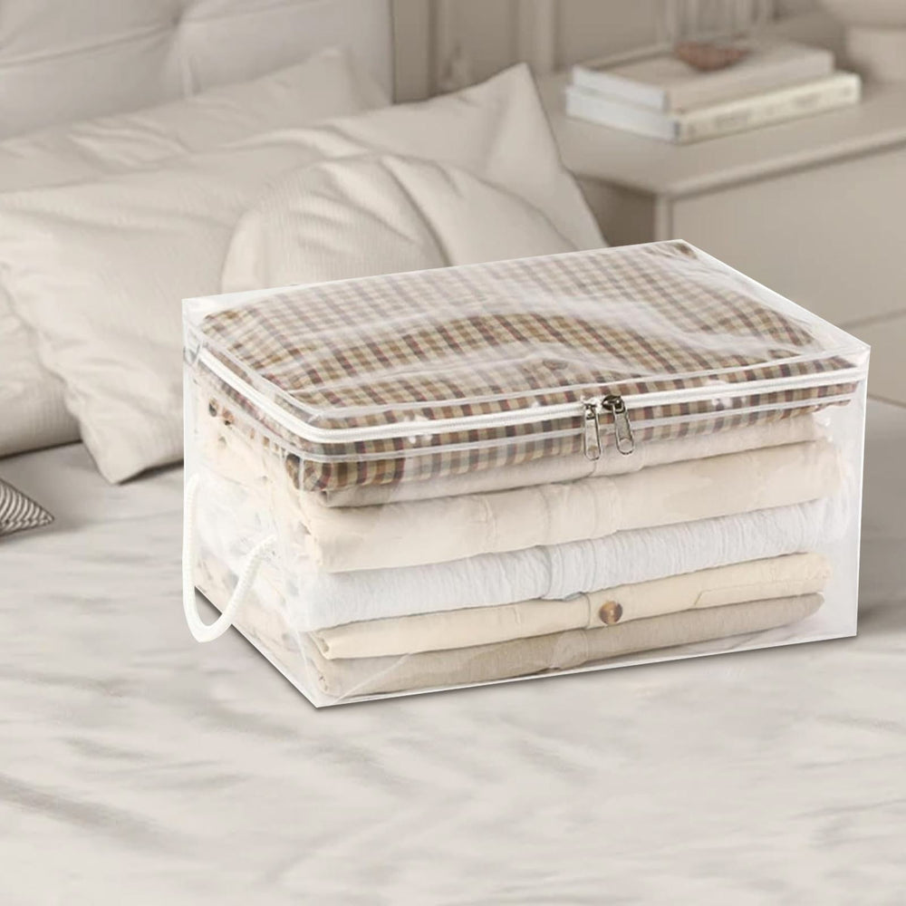 1 Pack Clear Vinyl Zippered Storage Bags, 40L Plastic Blanket Storage Bag, Vinyl Foldable Moving Bags with Zipper, Closet Organizers and Storage Containers for Bedding, Duvet, Comforter(CL4) CL4