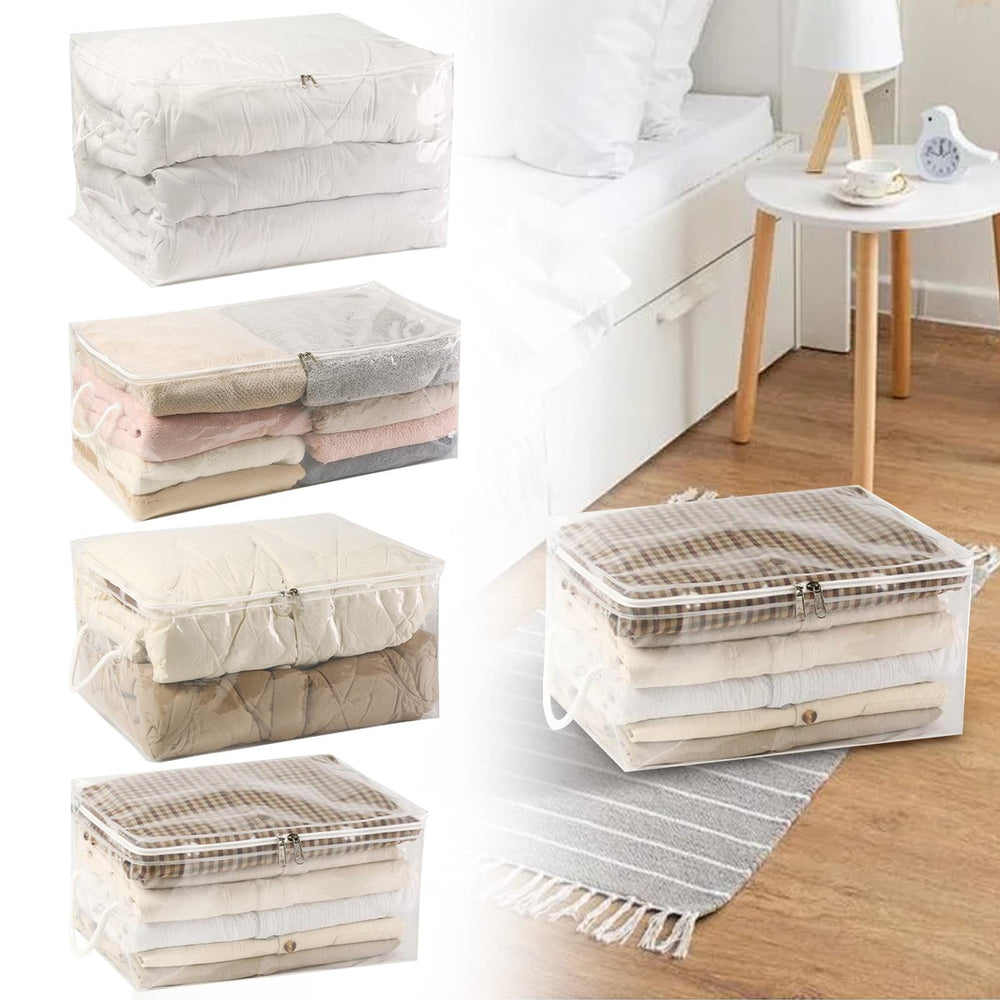 1 Pack Clear Vinyl Zippered Storage Bags, 40L Plastic Blanket Storage Bag, Vinyl Foldable Moving Bags with Zipper, Closet Organizers and Storage Containers for Bedding, Duvet, Comforter(CL4) CL4
