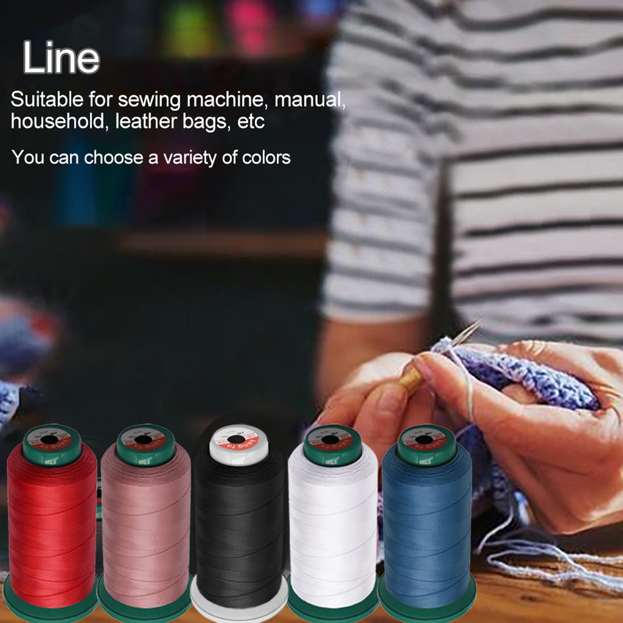 1190Yards High Strength Polyester Sewing Thread,Heavy Duty Sewing Threads,210D Thread,All Purpose Sewing Thread Cones, High Tensile Polyester Thread Spools for Sewing, Quilting, Serger Machines Black