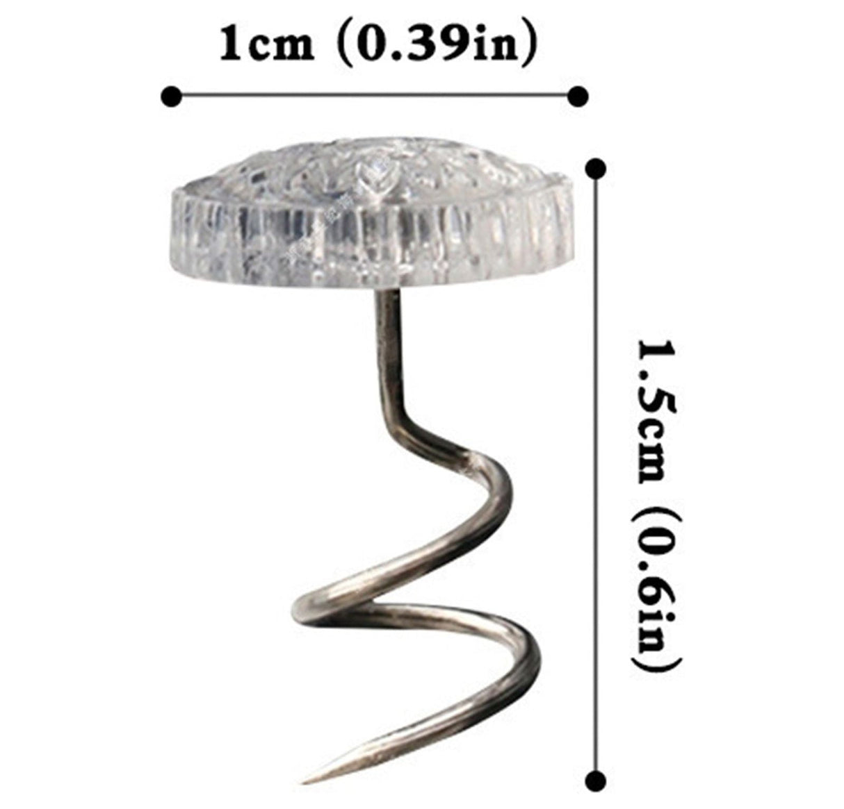 Bed Skirt Pins with Clear Heads for Upholstery, Slipcovers and Bedskirts, Upholstery Pins Twist，Bed Skirt Pins, Upholstery Tacks Twist Pins for Sofa, 50 Pcs, 0.6x0.39 0.6" x 0.39" Clear