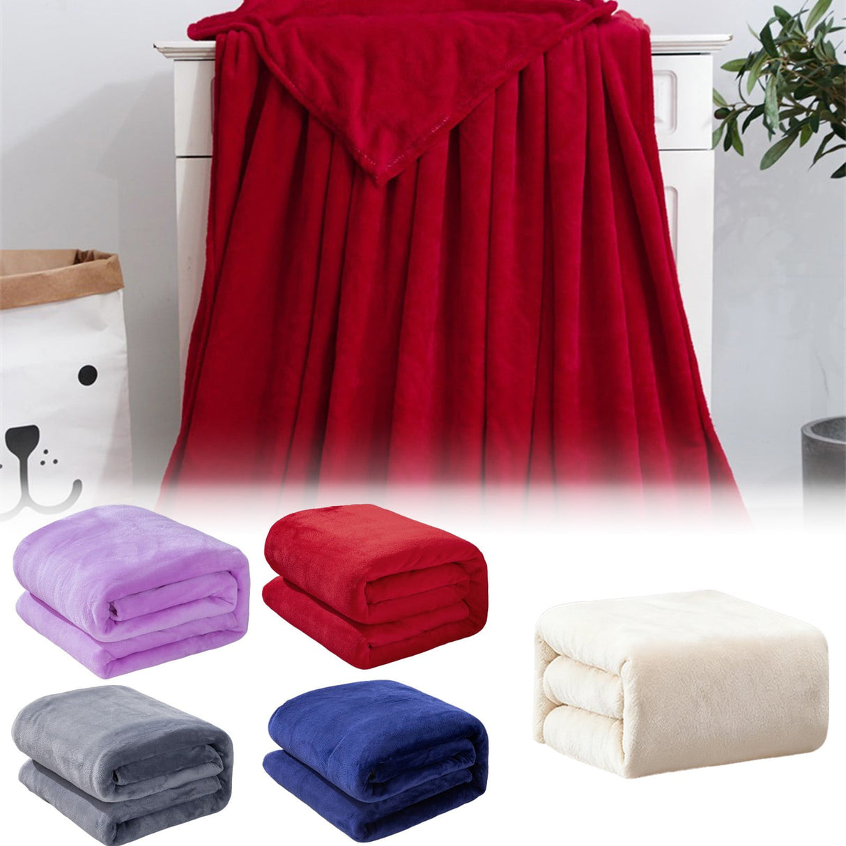 Fleece Throw Blanket for Couch,Super Soft Fuzzy Flannel Throw for Sofa, Luxury Plush Microfiber Bed Blanket, Cozy Home Decorative Velvet Gift Blanket,Fuzzy and Anti-Static(Grey 70x100cm) Red 70x100cm