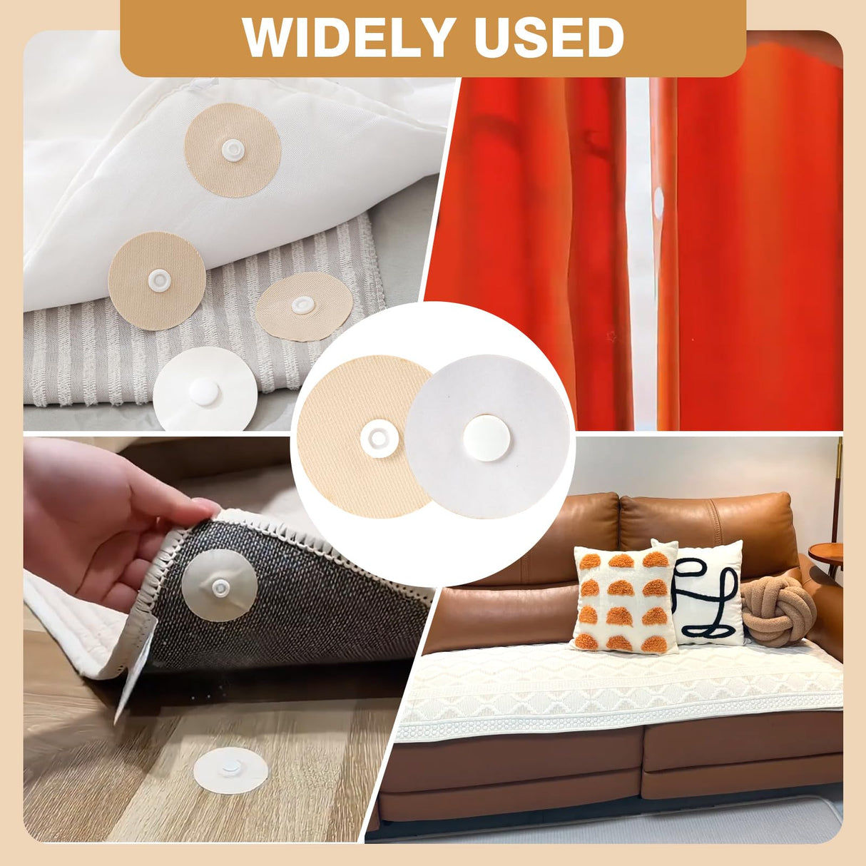 Duvet Clips - Duvet Holders - Duvet Cover Clamps - Anti-Slip Fastening - Duvet Buttons - Bedding Accessories - Duvet Fixation - Prevents Shifting - Bedroom Interior - Duvet Cover Holder - Handy - Beige and White - 30 Pieces